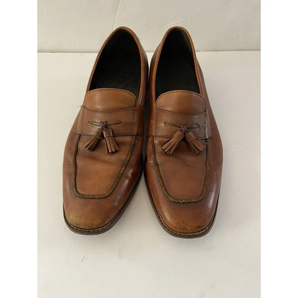 Cole Haan Men's Shoes Brown 11.5M‎ Leather Tassel Slip Apron Toe Casual Loafers